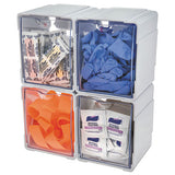 Tilt Bin Interlocking 4-bin Organizer, 4 5-8 X 4 7-8 X 5 1-2, White-clear