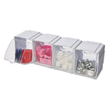 Tilt Bin Interlocking 4-bin Organizer, 4 5-8 X 4 7-8 X 5 1-2, White-clear