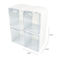 Tilt Bin Interlocking 4-bin Organizer, 4 5-8 X 4 7-8 X 5 1-2, White-clear