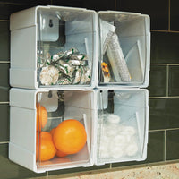 Tilt Bin Interlocking 4-bin Organizer, 4 5-8 X 4 7-8 X 5 1-2, White-clear