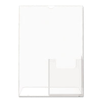 Superior Image Slanted Sign Holder With Front Pocket, 9w X 4.5d X 10.75h, Clear