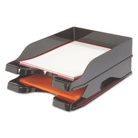 Docutray Multi-directional Stacking Tray Set, 2 Sections, Letter To Legal Size Files, 10.13" X 13.63" X 2.5", Black, 2-pack