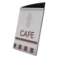 Interior Image Anti-glare Sign Holder, Landscape, 8 1-2 X 2 Insert, Black-silver