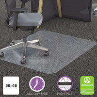 Polycarbonate All Day Use Chair Mat - All Carpet Types, 36 X 48, Rectangular, Clear