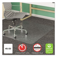 Supermat Frequent Use Chair Mat, Med Pile Carpet, 45 X 53, Beveled Rectangle, Clear