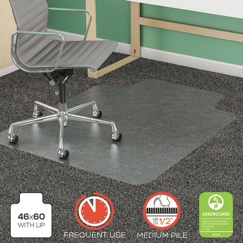 Supermat Frequent Use Chair Mat For Medium Pile Carpet, 46 X 60, Wide Lipped, Clear