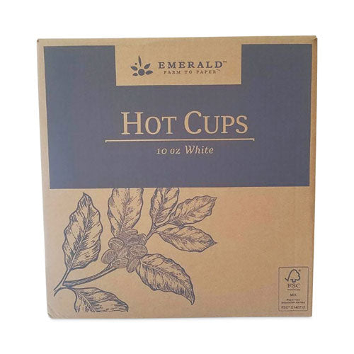 Paper Hot Cups, 10 Oz, White, 50-pack, 20 Packs-carton
