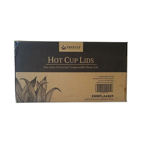 Plant To Plastic Fully Closed Pla Hot Cup Lid, Fits 8 Oz To 20 Oz, White, 50-pack, 20 Packs-carton