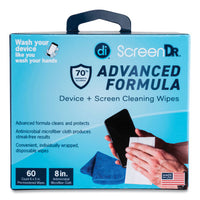 Screendr Device And Screen Cleaning Wipes, Includes 60 White Wipes And 8" Microfiber Cloth, 6 X 5