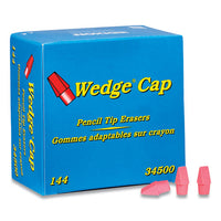 Wedge Cap Erasers, For Pencil Marks, Pink, 144-box