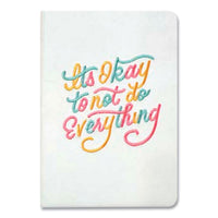 Embroidered Vegan-suede Layflat Hardbound Journal, It's Ok To Not Do Everything, College Rule, White Cover, 144 Sheets