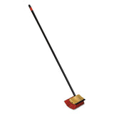 Bi-level Floor Scrub Brush, Polypro Bristles, 10" Block, 54"handle, Beige-black