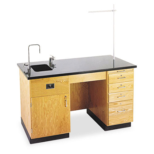 Instructor's Desk, 60" X 30" X 36", Oak-black