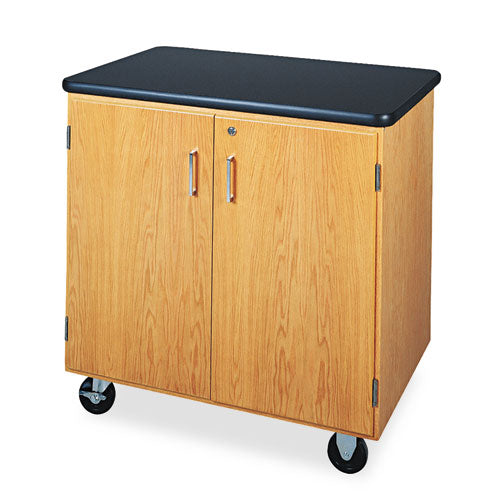 Mobile Storage Cabinet, 36w X 24d X 36h, Black-oak