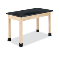 Classroom Science Table, 48w X 24d X 30h, Black Epoxy Resin Top, Maple Base