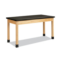 Classroom Science Table, 60w X 30d X 30h, Black Epoxy Resin Top, Oak Base