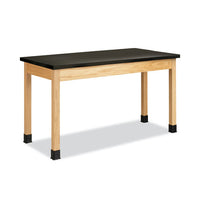 Classroom Science Table, 60w X 30d X 36h, Black Epoxy Resin Top, Oak Base