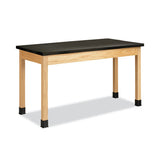 Classroom Science Table, 60w X 30d X 36h, Black Epoxy Resin Top, Oak Base