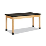 Classroom Science Table, 60w X 30d X 30h, Black High Pressure Laminate (hpl) Top, Oak Base