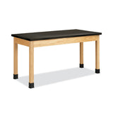 Classroom Science Table, 72w X 30d X 30h, Black Chemguard High Pressure Laminate (hpl) Top, Oak Base