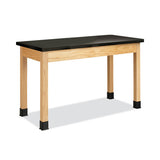 Classroom Science Table, 48w X 21d X 30h, Black Chemguard High Pressure Laminate (hpl) Top, Oak Base