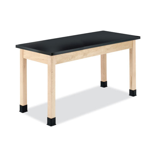 Classroom Science Table, 54w X 24d X 36h, Black Chemguard High Pressure Laminate (hpl) Top, Oak Base
