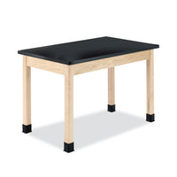Classroom Science Table, 60w X 24d X 30h, Black Chemguard High Pressure Laminate (hpl) Top, Maple Base