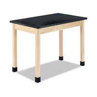 Classroom Science Table, 60w X 24d X 36h, Black Chemguard High Pressure Laminate (hpl) Top, Maple Base