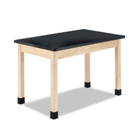 Classroom Science Table, 60w X 24d X 30h, Black Phenolic Resin Top, Maple Base