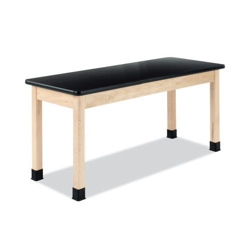 Classroom Science Table, 60w X 24d X 36h, Black High Pressure Laminate (hpl) Top, Oak Base