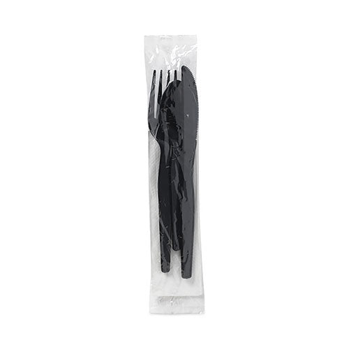 Individually Wrapped Heavyweight Cutlery Set, Fork-knife-spoon-napkin, 250-carton