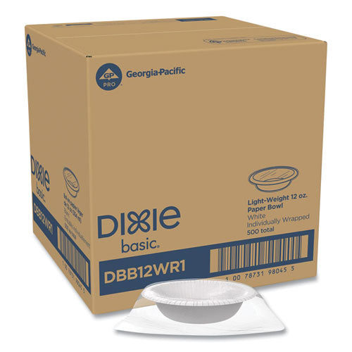 Everyday Disposable Dinnerware, Individually Wrapped, Bowl, 12 Oz, White, 500-carton