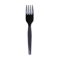 Plastic Cutlery, Heavy Mediumweight Forks, Black, 1,000-carton