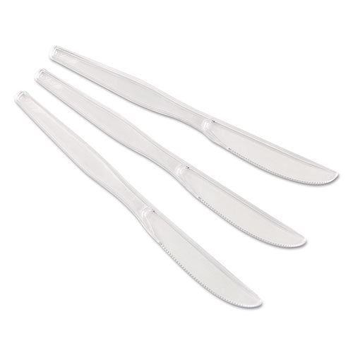 Heavyweight Polystyrene Cutlery, Knives, Clear, 1,000-carton