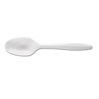 Plastic Cutlery, Mediumweight Teaspoons, White, 1,000-carton