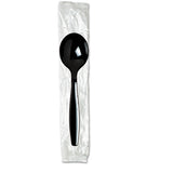 Individually Wrapped Spoons, Plastic, Black, 1,000-carton