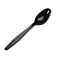 Plastic Cutlery, Heavyweight Teaspoons, Black, 1,000-carton