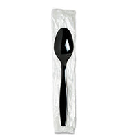 Individually Wrapped Teaspoons, Plastic, Black 1,000-carton