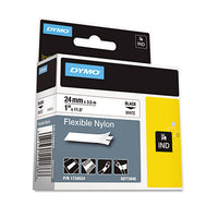 Rhino Flexible Nylon Industrial Label Tape, 1" X 11.5 Ft, White-black Print