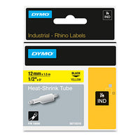 Rhino Heat Shrink Tubes Industrial Label Tape, 0.75" X 5 Ft, White-black Print
