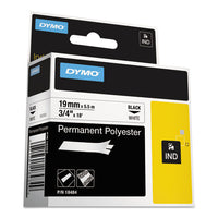 Rhino Permanent Poly Industrial Label Tape, 0.75" X 18 Ft, White-black Print