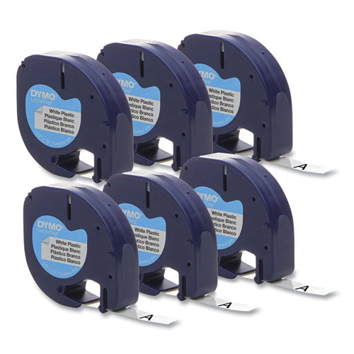 Letratag Plastic Label Tape Cassette, 0.5" X 13 Ft, White, 6-pack