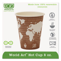 World Art Renewable Compostable Hot Cups, 8 Oz., 50-pk, 20 Pk-ct