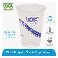 Bluestripe 25% Recycled Content Cold Cups, 16 Oz, Clear-blue, 50-pk, 20 Pk-ct