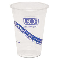 Bluestripe 25% Recycled Content Cold Cups, 16 Oz, Clear-blue, 50-pk, 20 Pk-ct