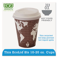 Ecolid 25% Recy Content Hot Cup Lid, White, F-10-20oz, 100-pk, 10 Pk-ct