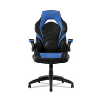 Vortex Bonded Leather Gaming Chair, Supports Up To 301 Lbs, 17.9" To 21.6" Seat Height, Blue-black, Black Base