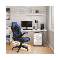 Vortex Bonded Leather Gaming Chair, Supports Up To 301 Lbs, 17.9" To 21.6" Seat Height, Blue-black, Black Base