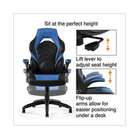 Vortex Bonded Leather Gaming Chair, Supports Up To 301 Lbs, 17.9" To 21.6" Seat Height, Blue-black, Black Base