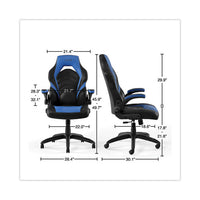 Vortex Bonded Leather Gaming Chair, Supports Up To 301 Lbs, 17.9" To 21.6" Seat Height, Blue-black, Black Base